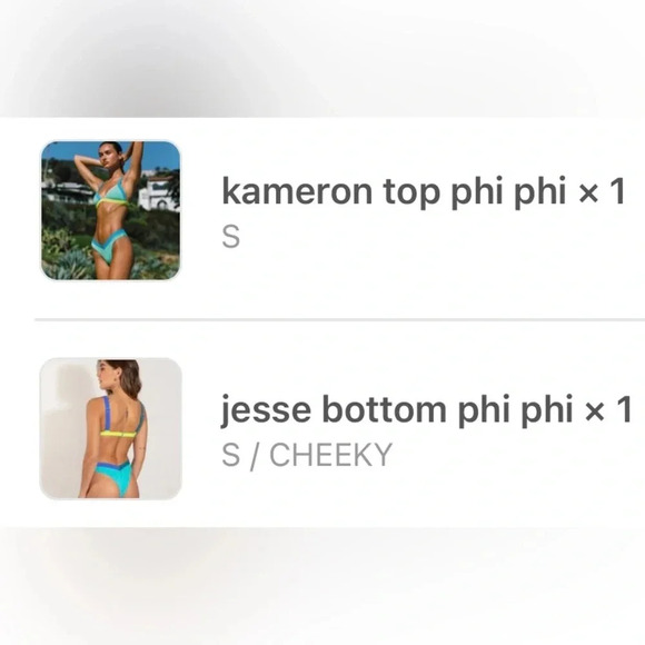 NWT OneOne Swimwear SET Bikini Phi Phi Green Blue Kameron Jesse Cheeky New Small - Picture 4 of 8